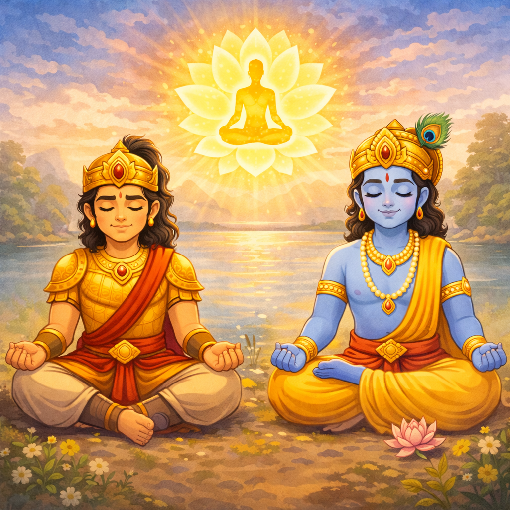 Krishna teaching control of the mind